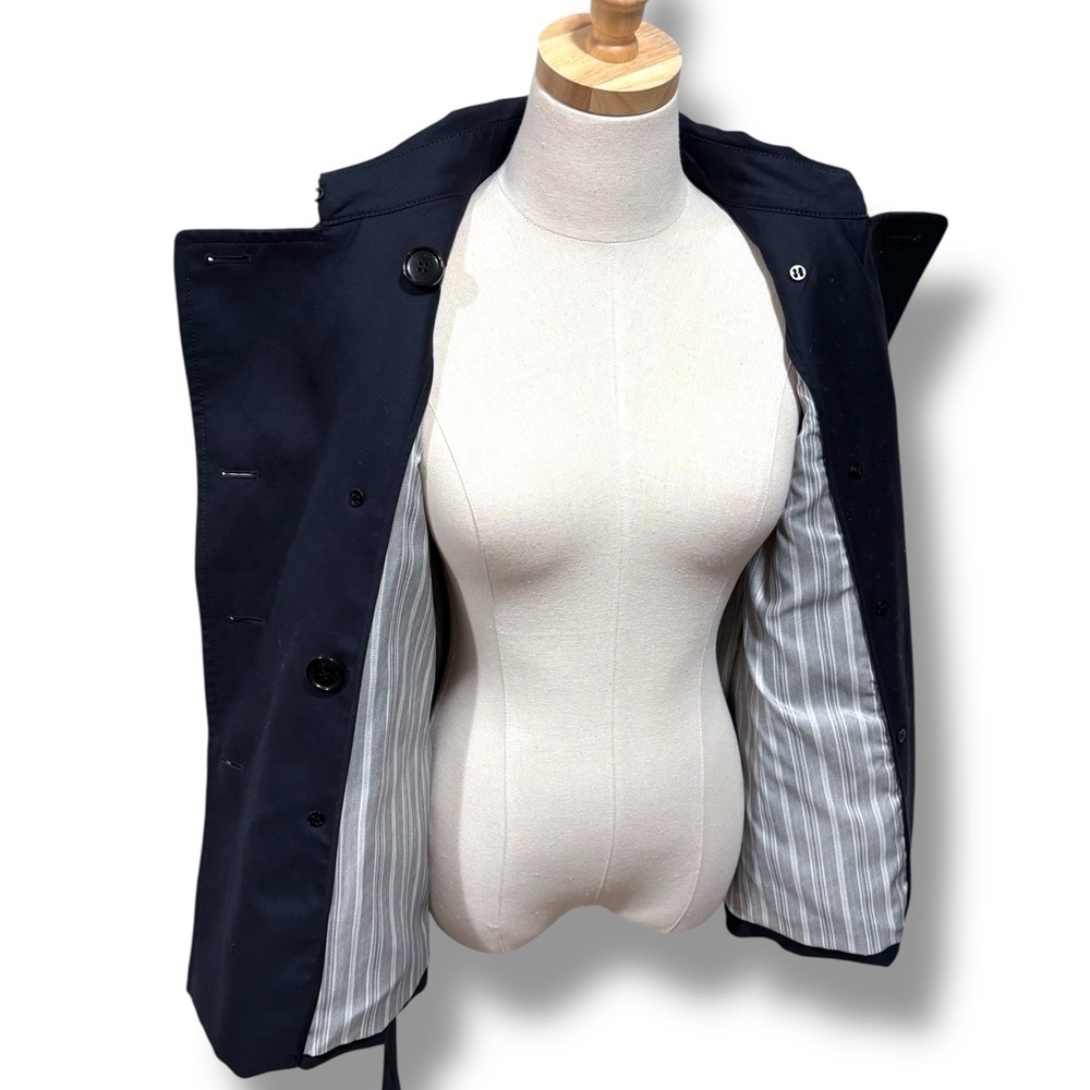 NWOT Coach Navy Blue Belted Fall Buttoned Trench Coat Outerwear Size Small - Picture 10 of 13
